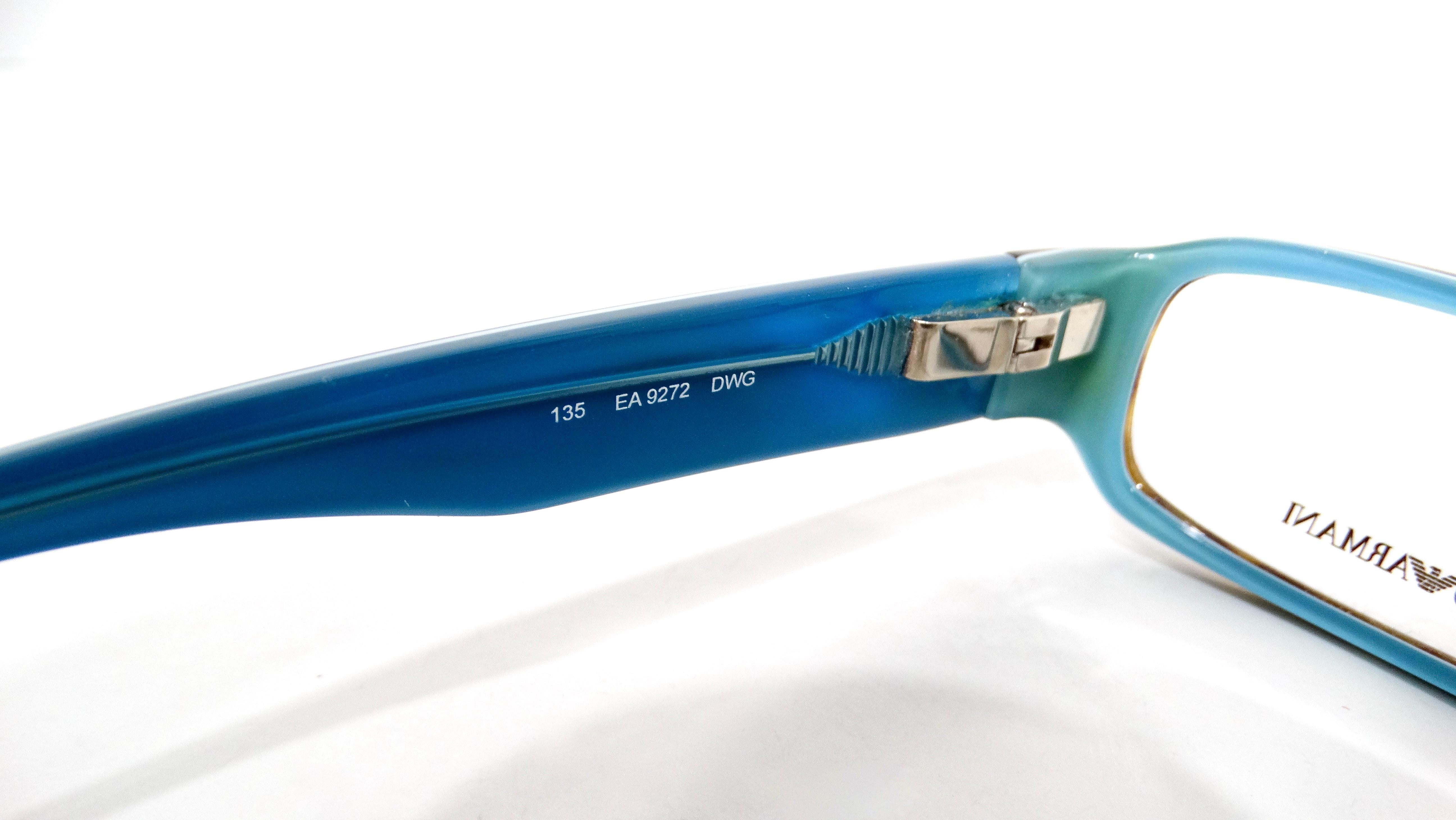 Emporio Amani Blue & Tortoise Handmade Acetate Rectangular Sunglasses circa Y2K For Sale 1