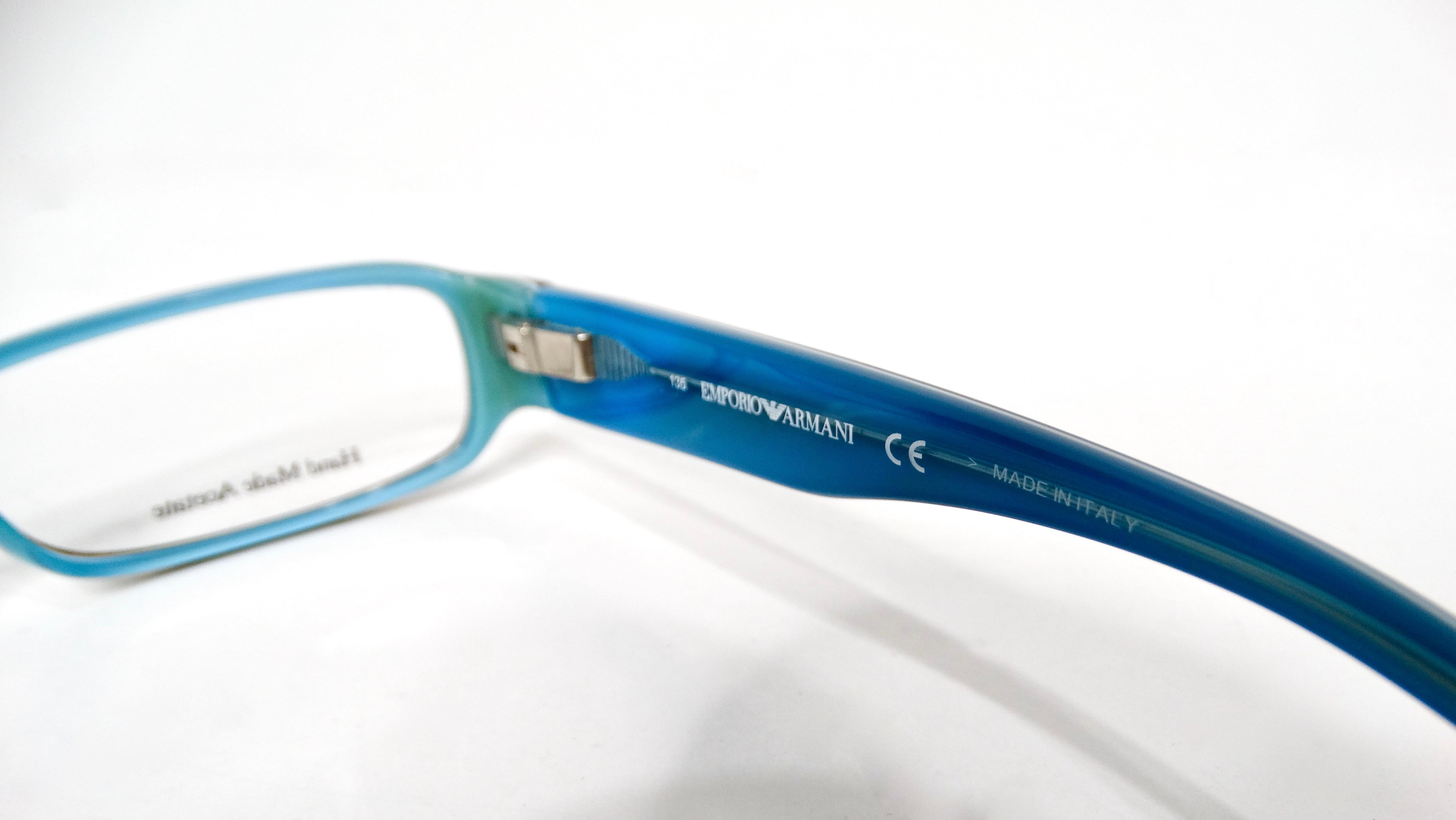 Emporio Amani Blue & Tortoise Handmade Acetate Rectangular Sunglasses circa Y2K For Sale 2