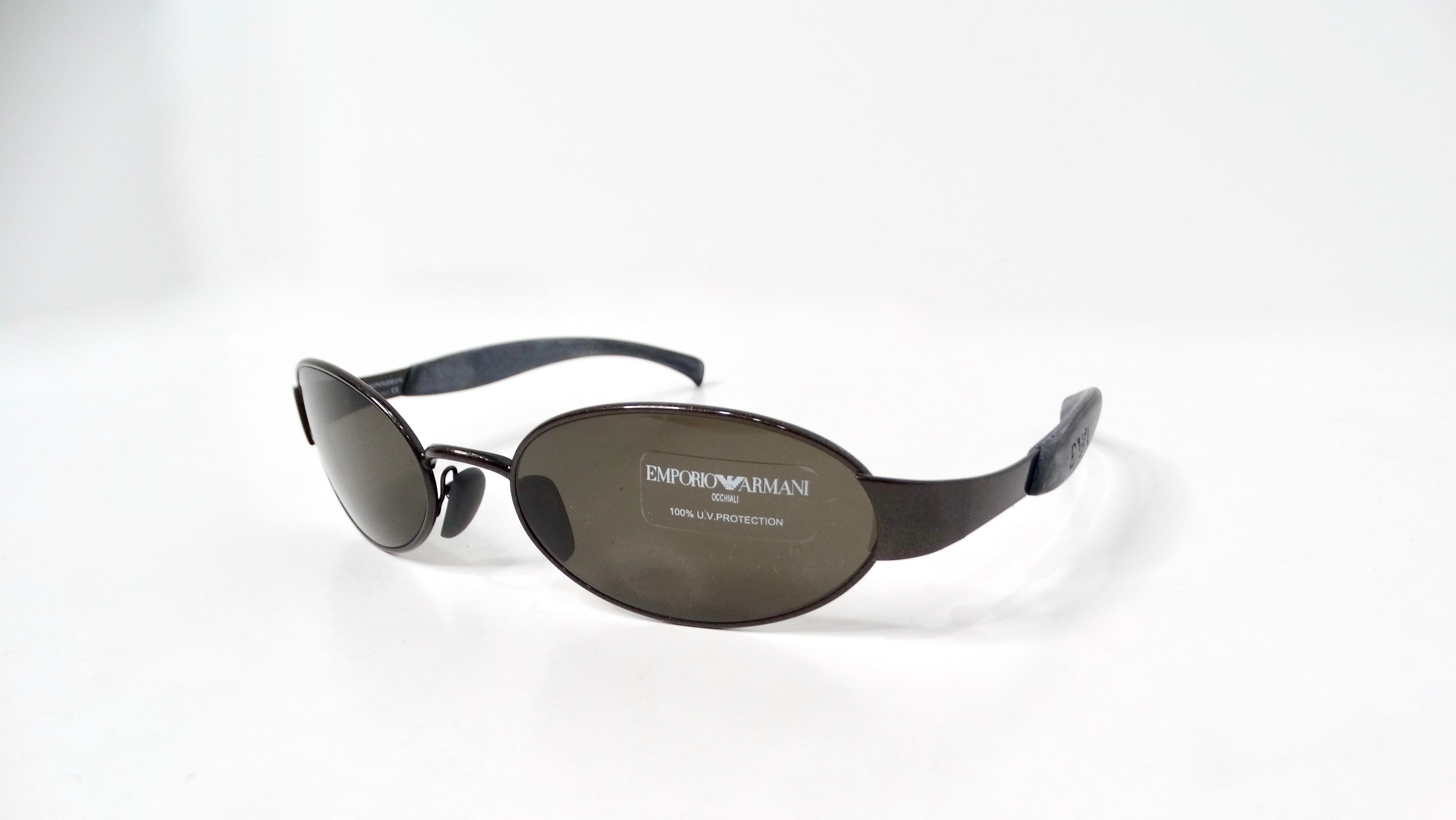 Emporio Armani 1990s Sonnenbrille 087-S Oval Frame Metal Sunglasses In Fair Condition For Sale In Scottsdale, AZ