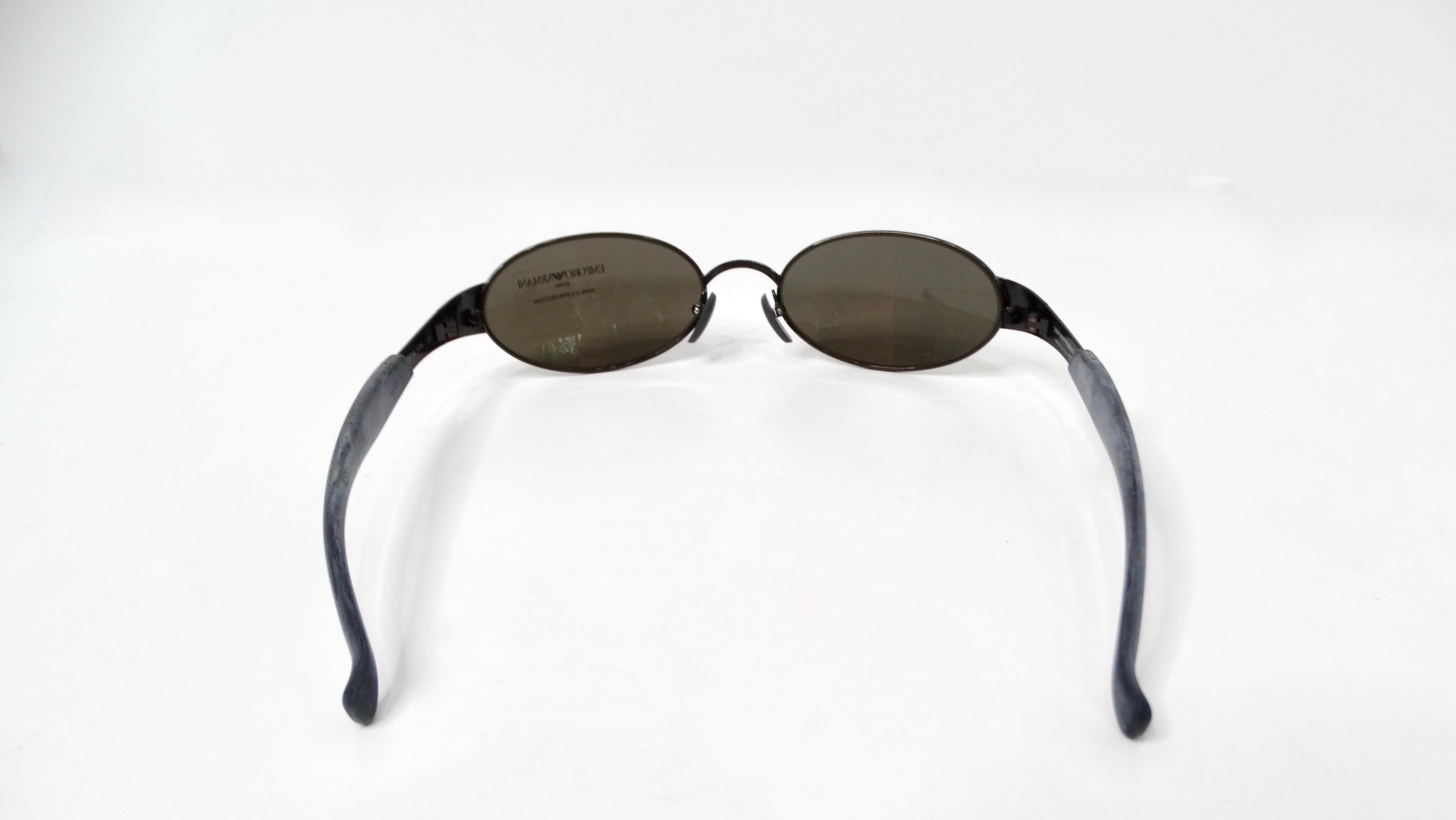 Women's or Men's Emporio Armani 1990s Sonnenbrille 087-S Oval Frame Metal Sunglasses For Sale
