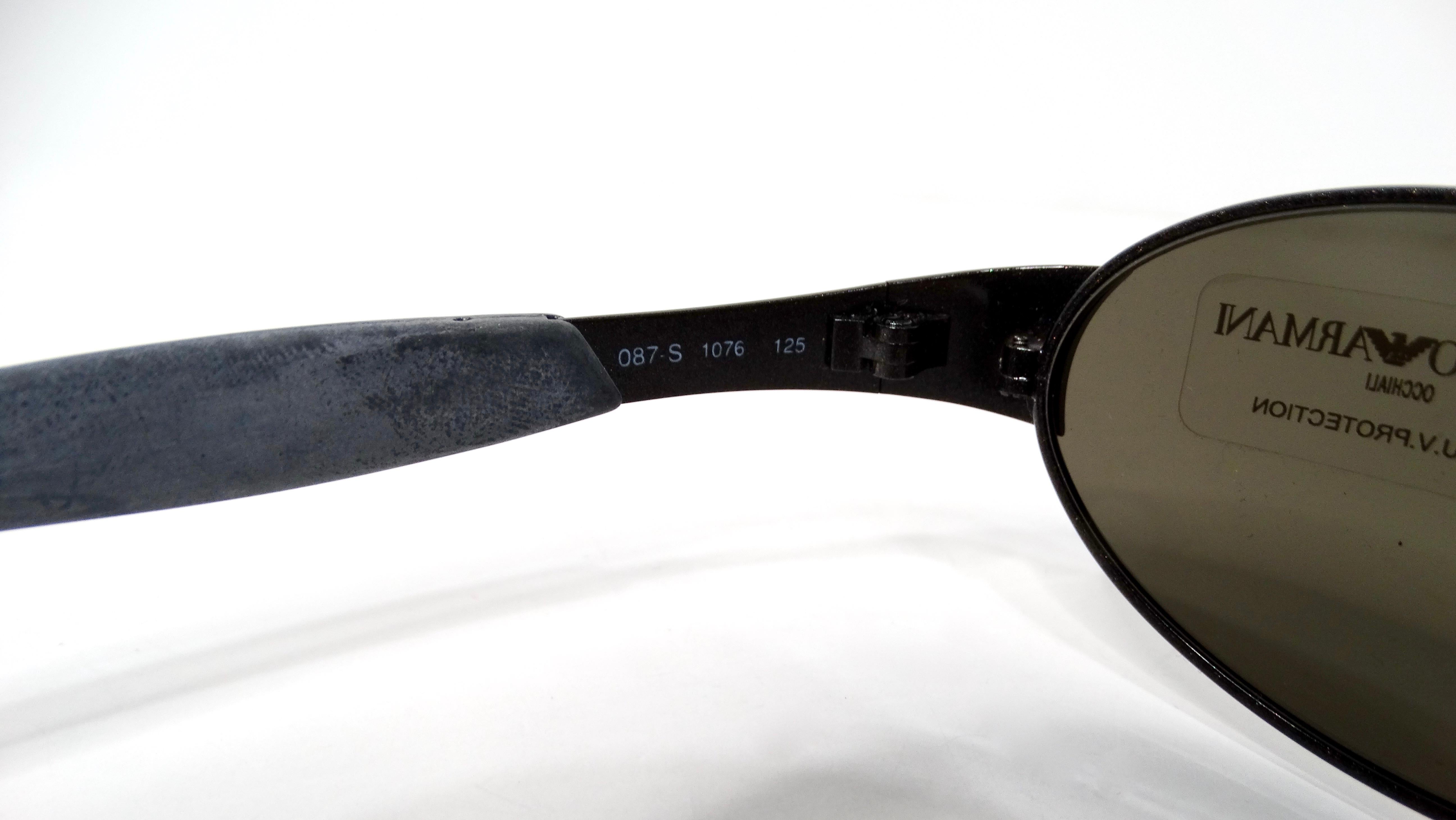 Emporio Armani 1990s Sonnenbrille 087-S Oval Frame Metal Sunglasses For Sale 1