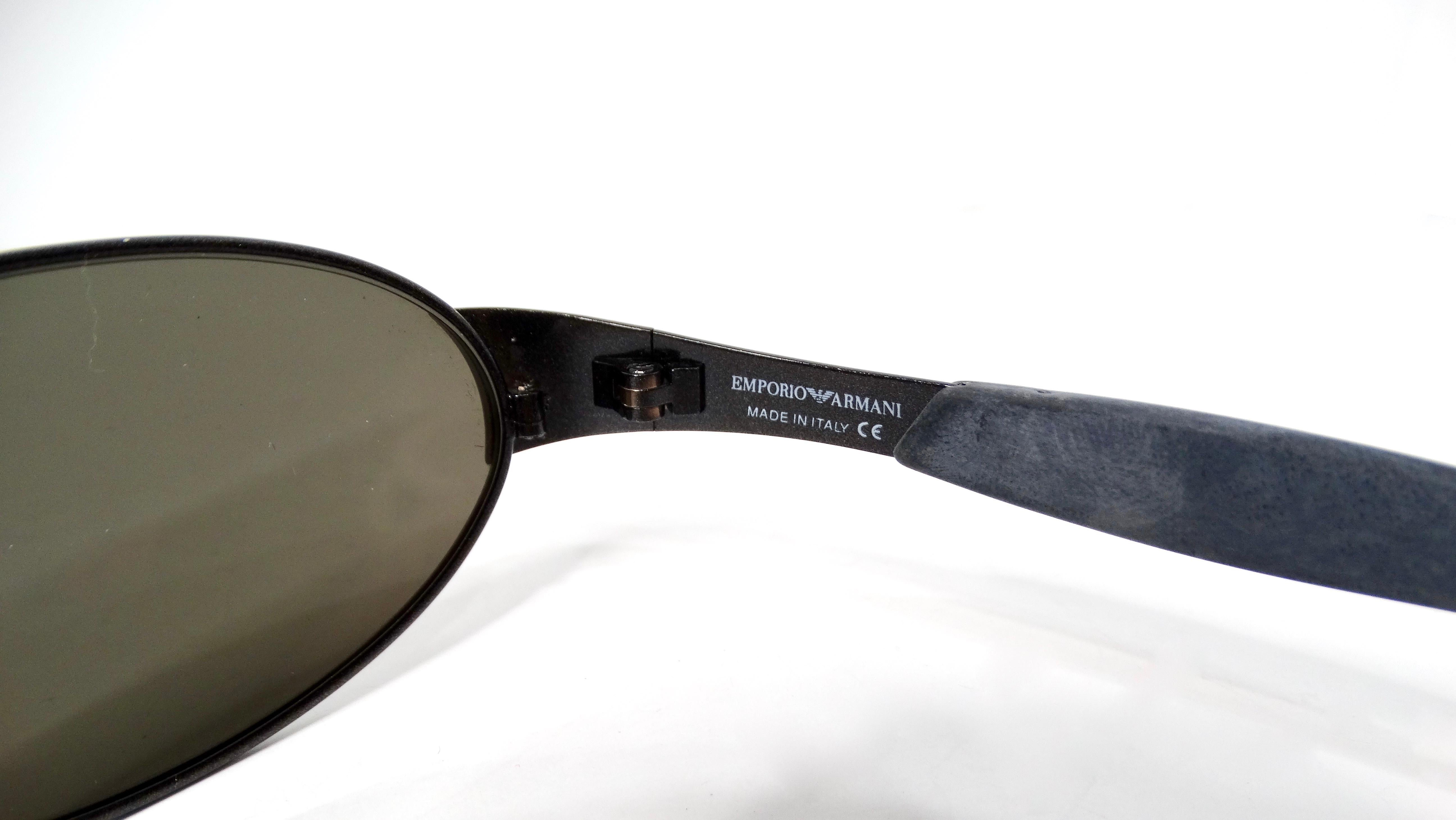 Emporio Armani 1990s Sonnenbrille 087-S Oval Frame Metal Sunglasses For Sale 2