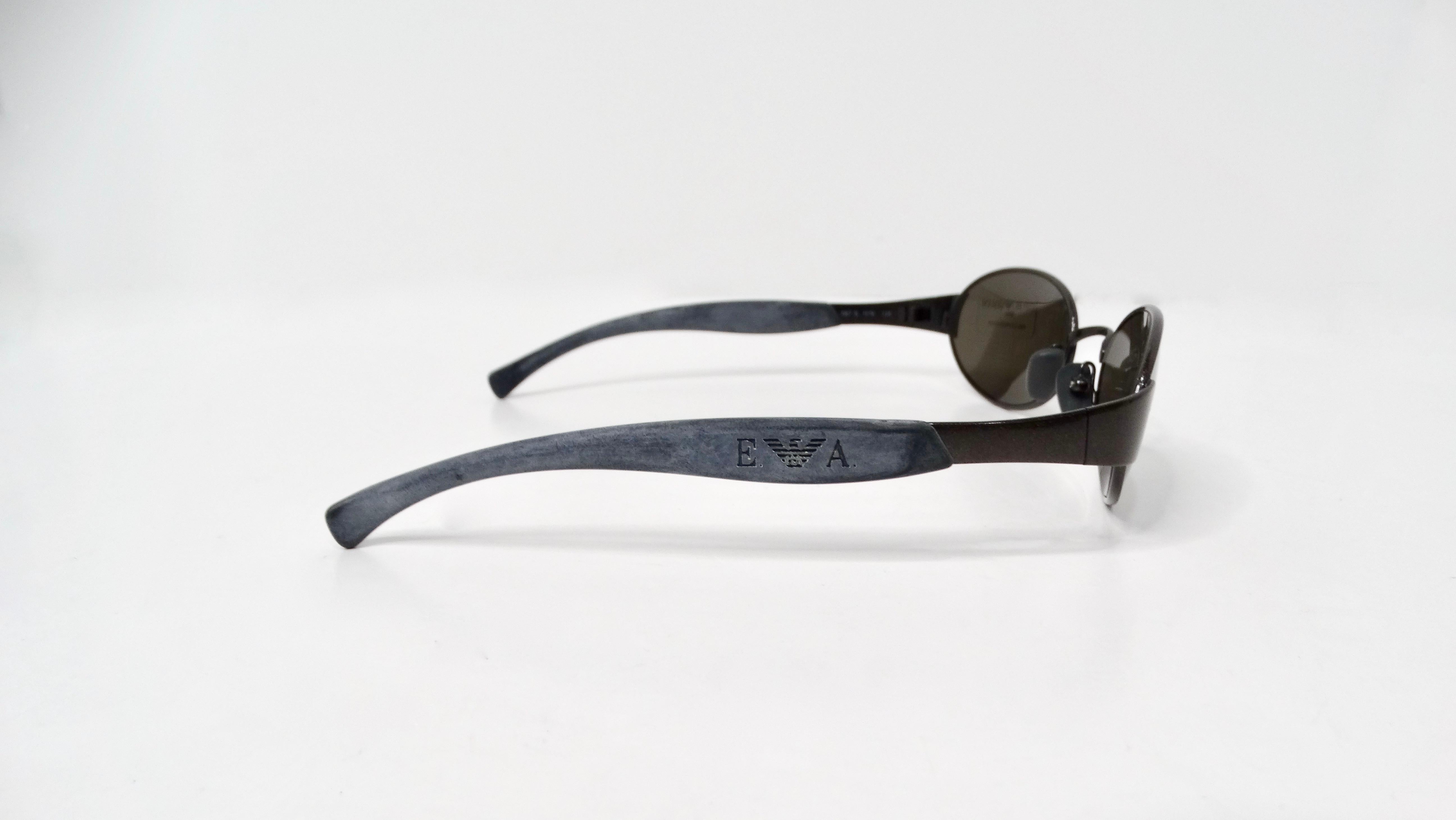 Emporio Armani 1990s Sonnenbrille 087-S Oval Frame Metal Sunglasses For Sale 3
