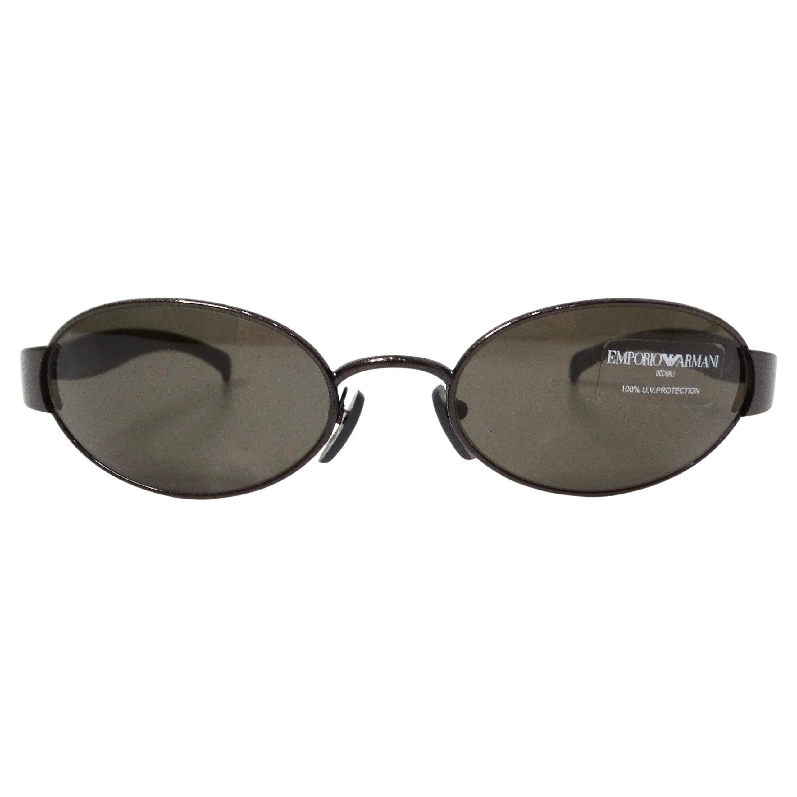 Emporio Armani 1990s Sonnenbrille 087-S Oval Frame Metal Sunglasses For Sale