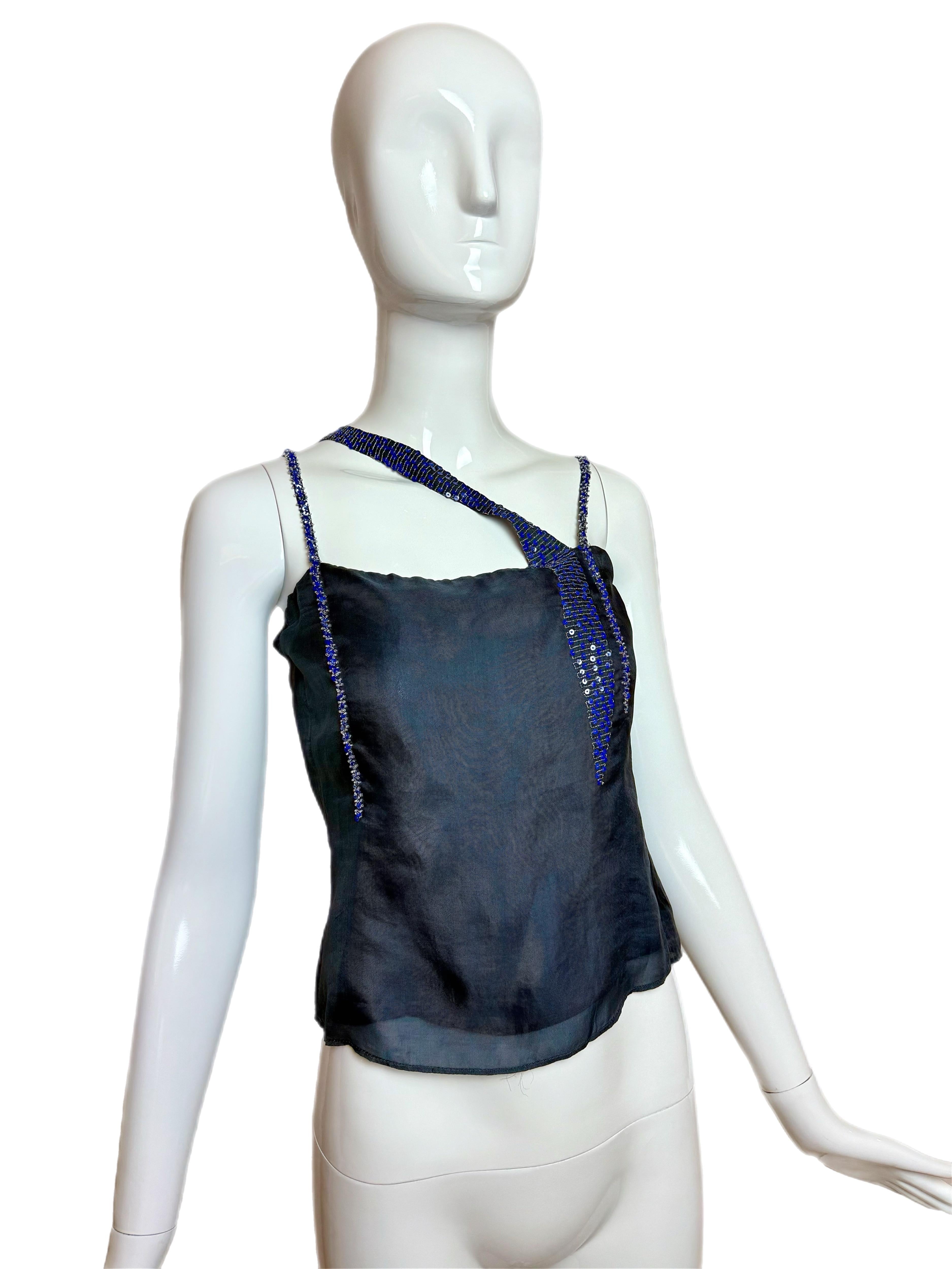 EMPORIO ARMANI 1999 Vintage By Soie Cami perlé Embelli Pour femmes en vente