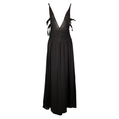 EMPORIO ARMANI 2002 Taglia 6 Abito nero in chiffon con increspature e scollatura