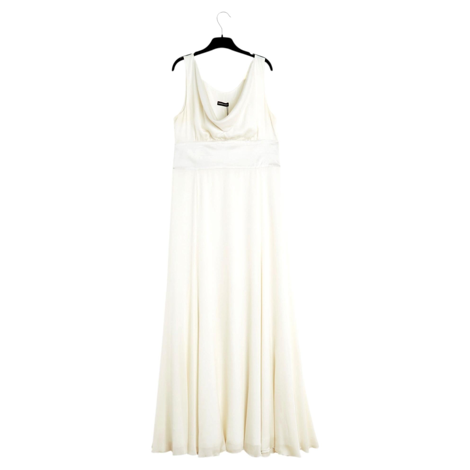 Emporio Armani 2006 Robe longue FR42 Ecru Silk Maxi Dress UK14 US12 Never worn