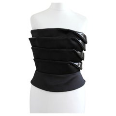 EMPORIO ARMANI 2010 Elegant Black Top / Bustier / Corsage with patent inserts 
