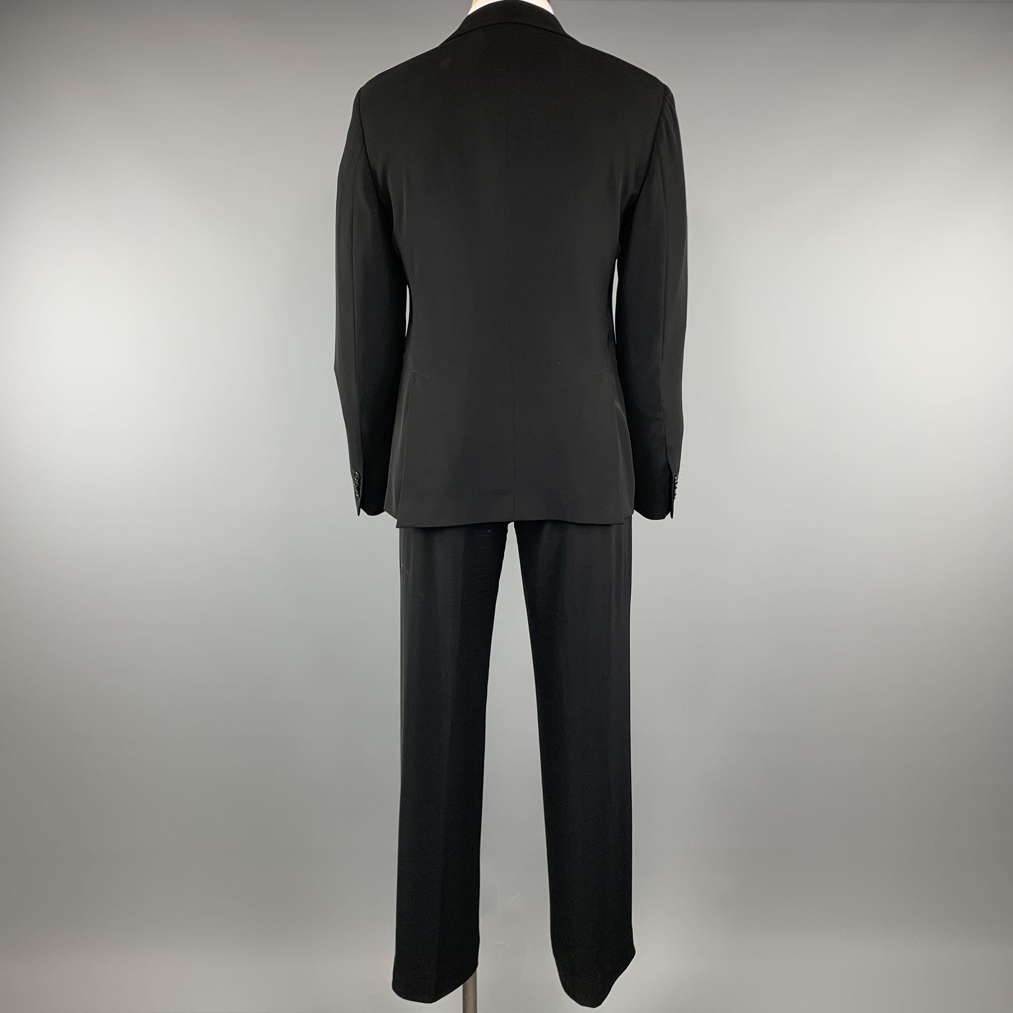 EMPORIO ARMANI 38 Regular Black Solid Polyester 32 x 31 Suit 2