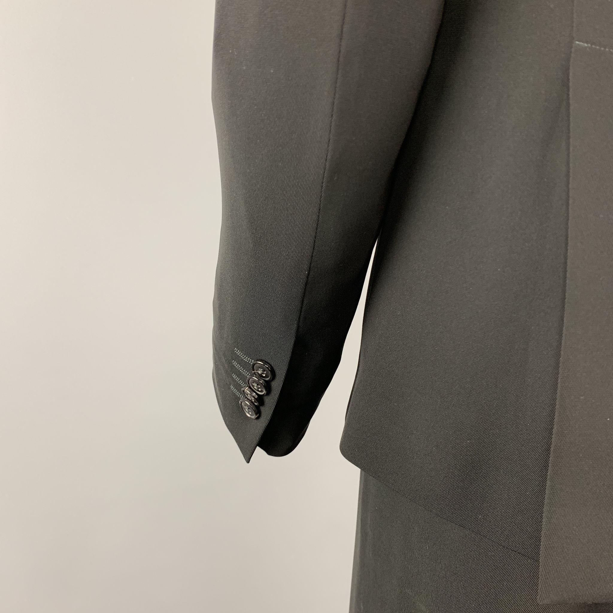 EMPORIO ARMANI 38 Regular Black Solid Polyester 32 x 31 Suit 3