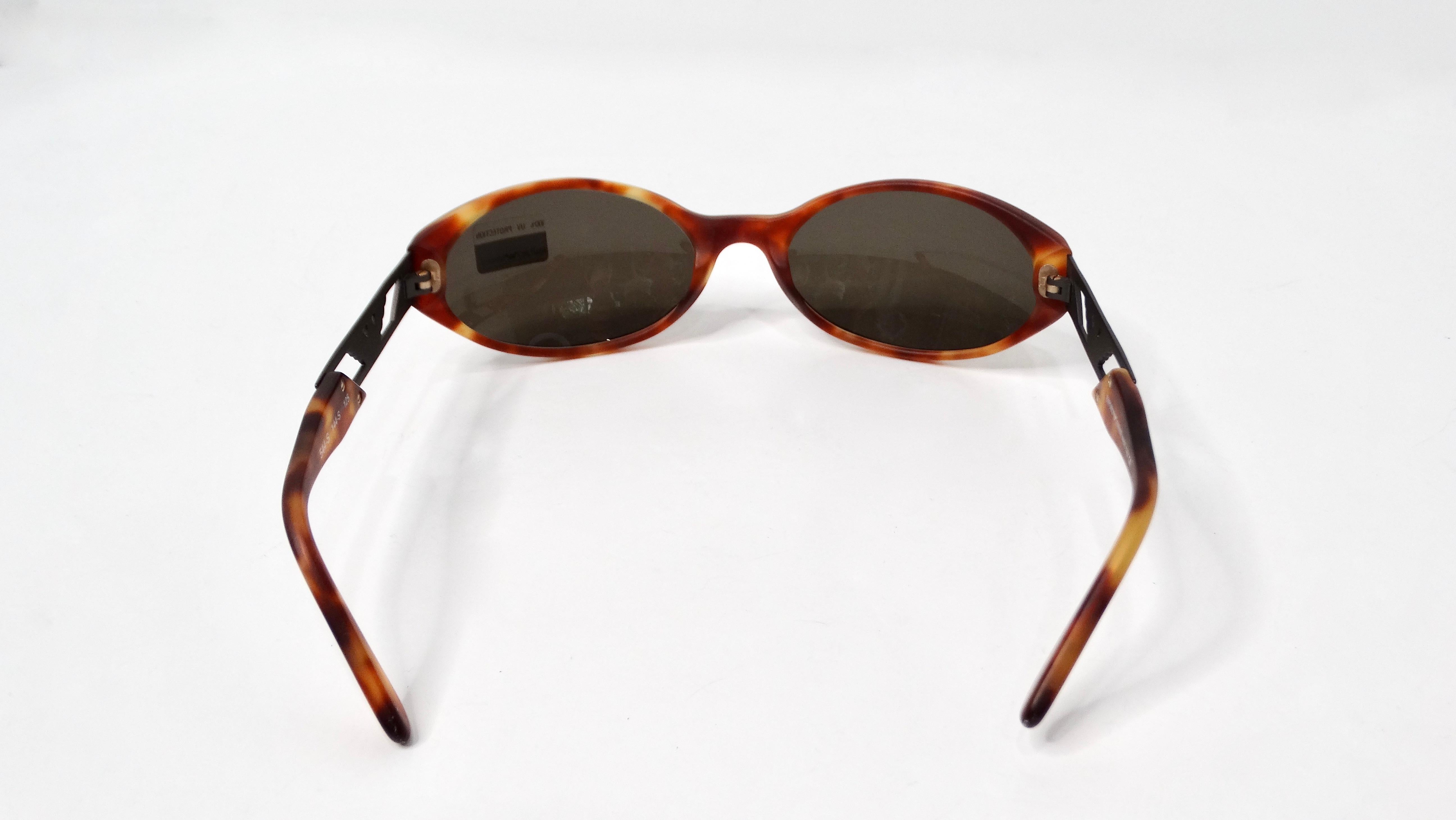 Women's or Men's Emporio Armani 544-S Blond Tortoise Tinted Oval Lense Shield Sunglasses For Sale