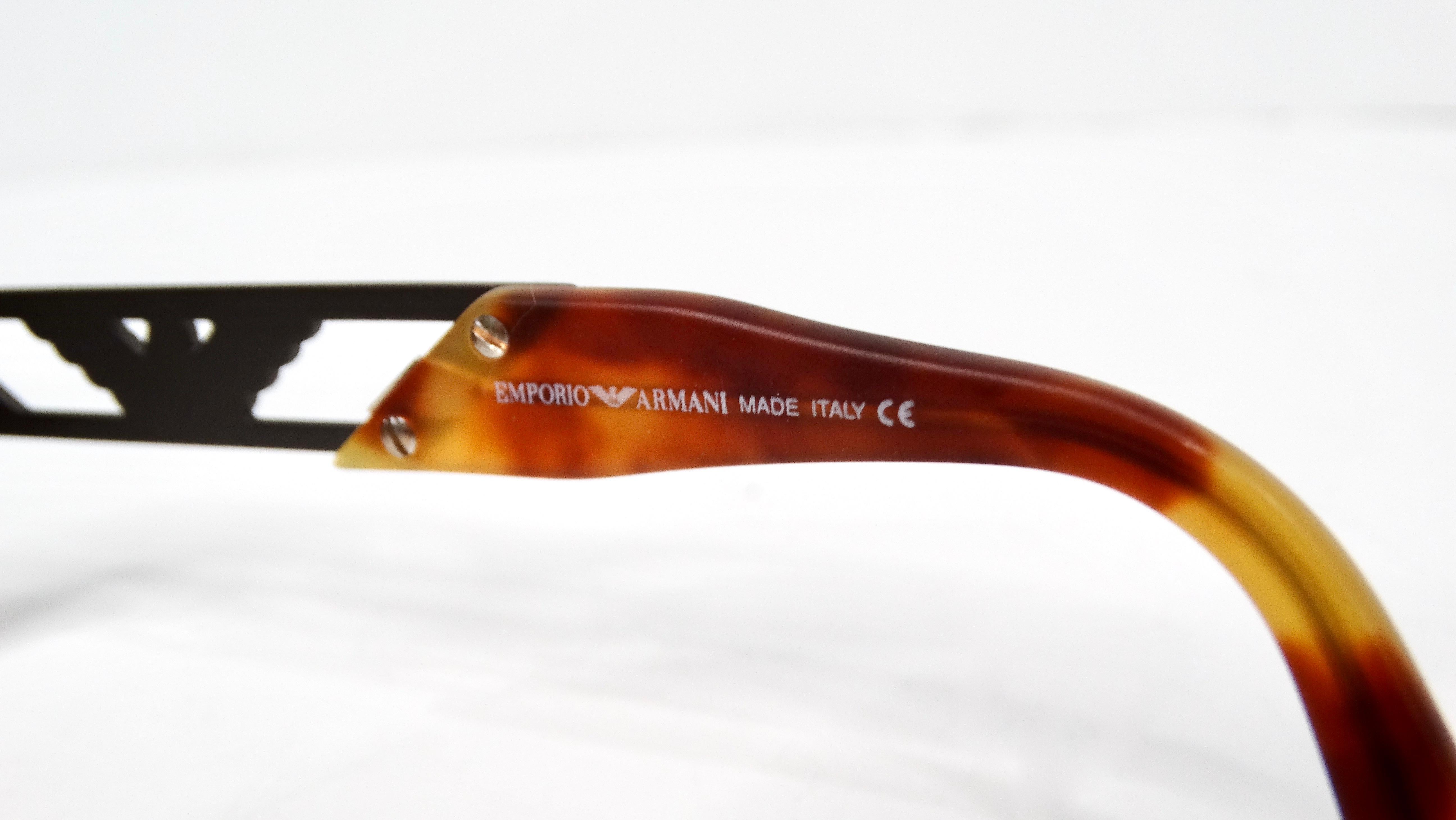 Emporio Armani 544-S Blond Tortoise Tinted Oval Lense Shield Sunglasses For Sale 2