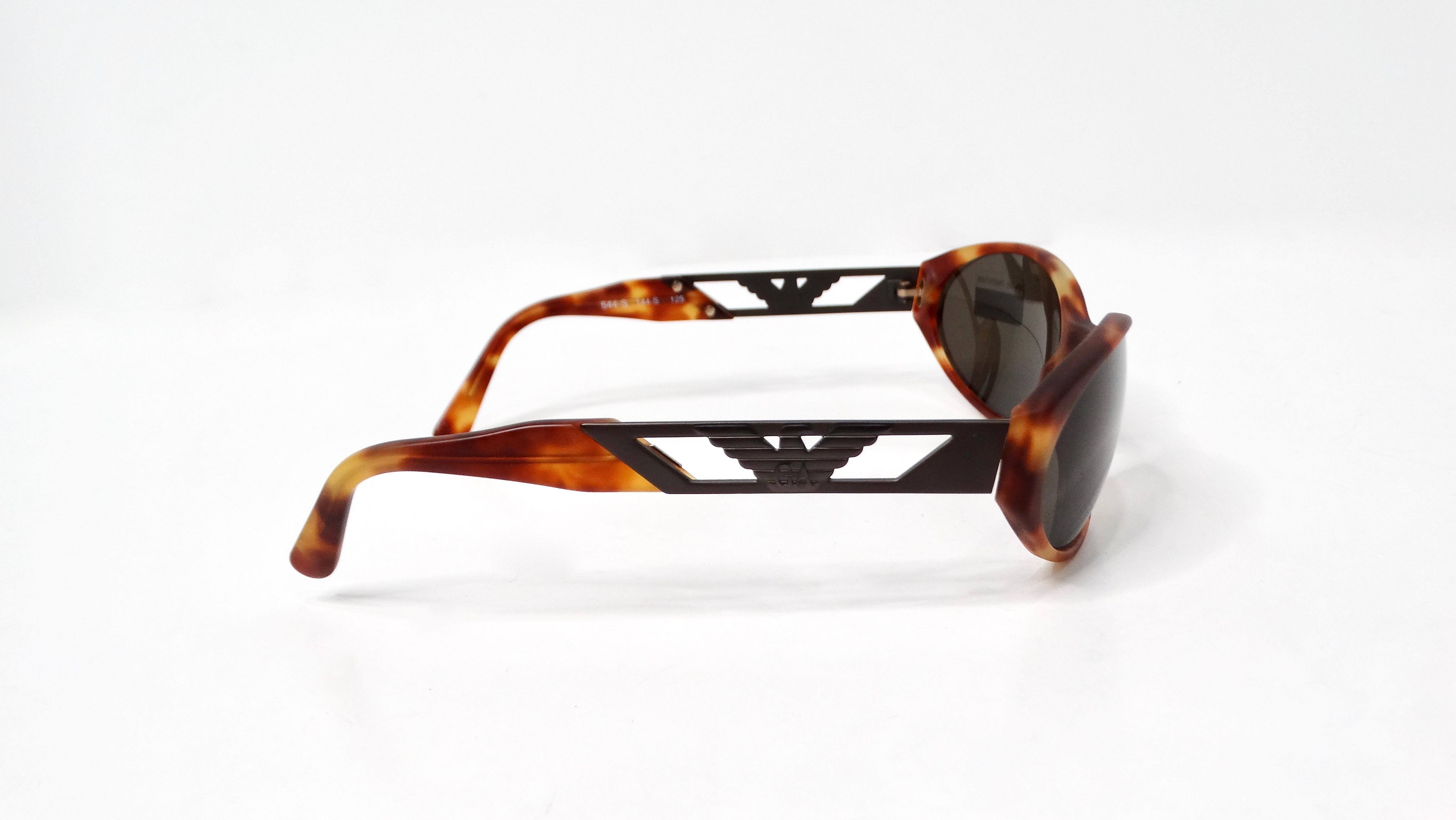 Emporio Armani 544-S Blond Tortoise Tinted Oval Lense Shield Sunglasses For Sale 3