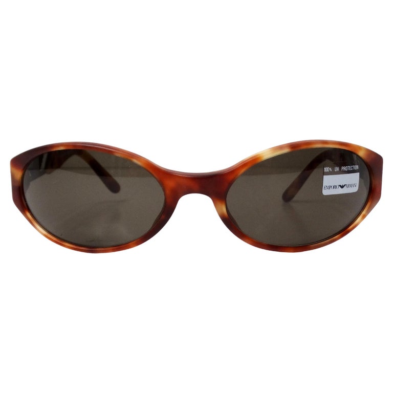 Emporio Armani Tortoiseshell Oval Sunglasses with Dark Lenses 90s Emporio Armani oval sunglasses – workingclassherovintage main image 3