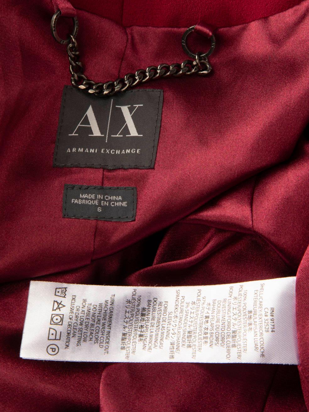 Emporio Armani Exchange - Blazer boutonné bourgogne taille XS en vente 3