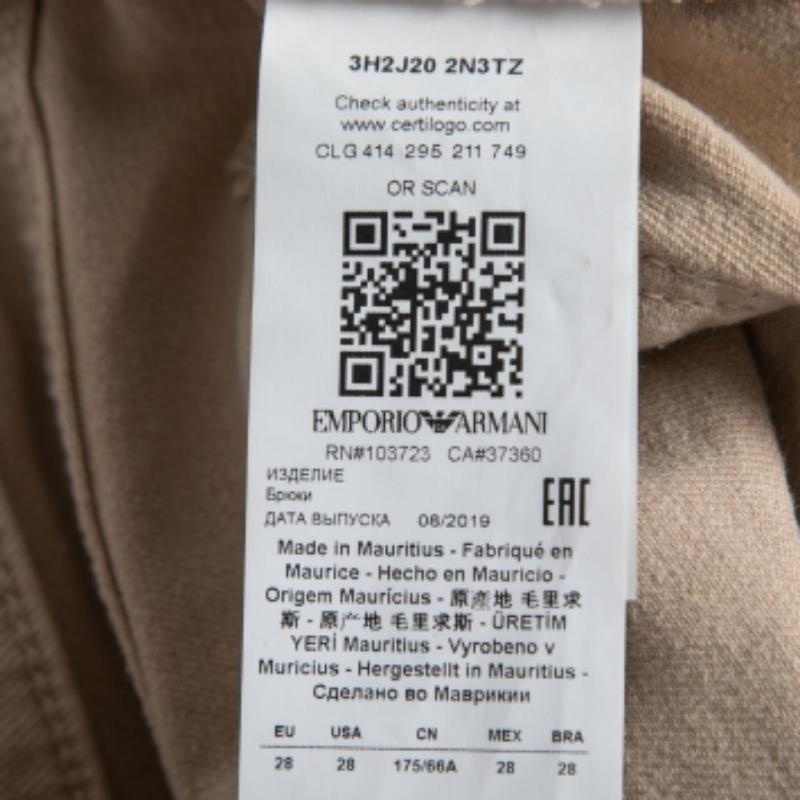 Pantalones pitillo Emporio ARMANI Beige Denim Logo Bordado Cintura 29 en venta 2