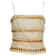 Emporio Armani Beige Mesh Embellished Crop Top M