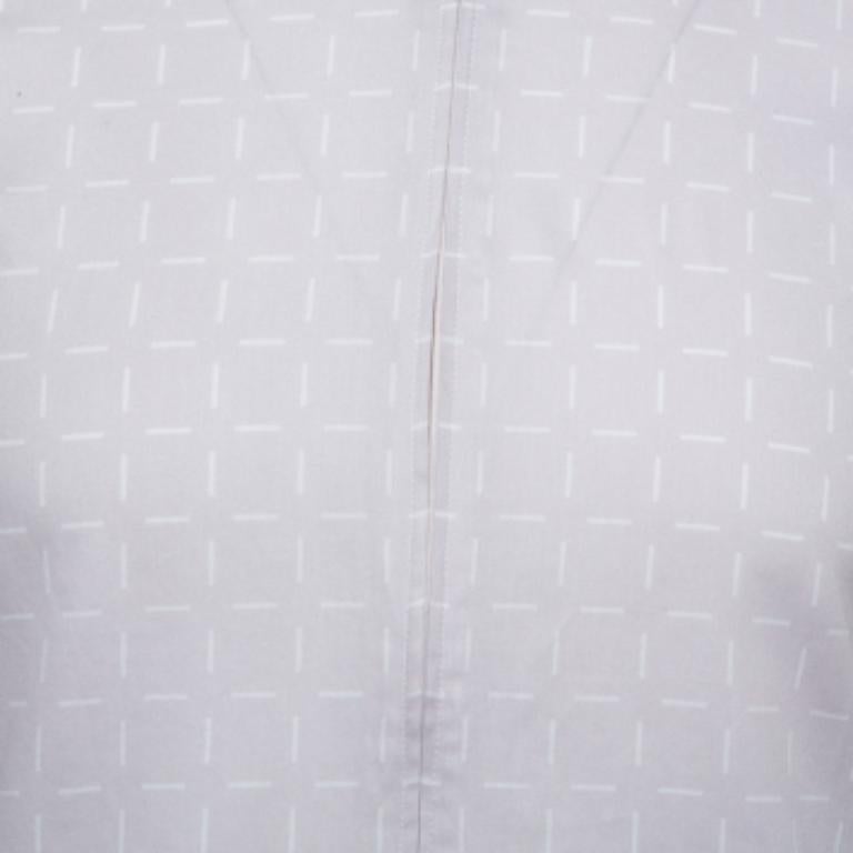 Emporio Armani Beige Printed Cotton Zipper Front Shirt M In Good Condition For Sale In Dubai, Al Qouz 2