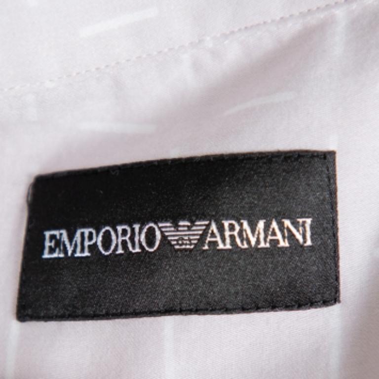 Emporio Armani Beige Printed Cotton Zipper Front Shirt M For Sale 1