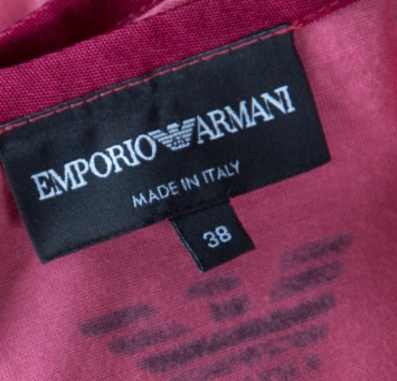 Emporio Armani Berry Pink Logo Druck Jersey T-Shirt S Damen im Angebot