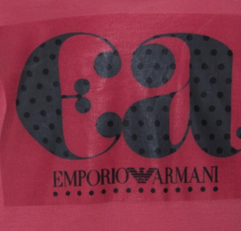 Emporio Armani Berry Pink Logo Druck Jersey T-Shirt S im Angebot 2