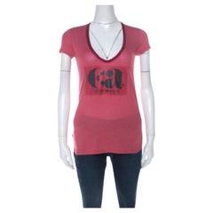 Emporio Armani Berry Pink Logo Print Jersey T-Shirt S
