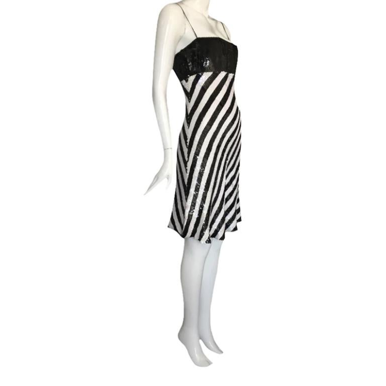Gray EMPORIO ARMANI black and white sequin dress SS2007 For Sale