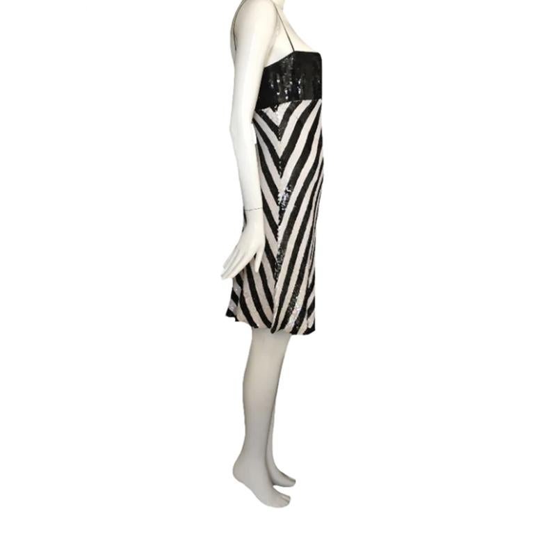 EMPORIO ARMANI black and white sequin dress SS2007 In Fair Condition For Sale In Paris, FR