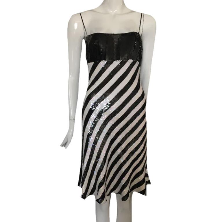 EMPORIO ARMANI black and white sequin dress SS2007 For Sale 1
