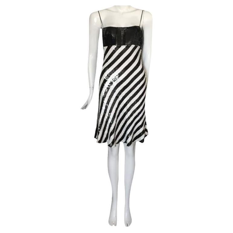 EMPORIO ARMANI black and white sequin dress SS2007 For Sale