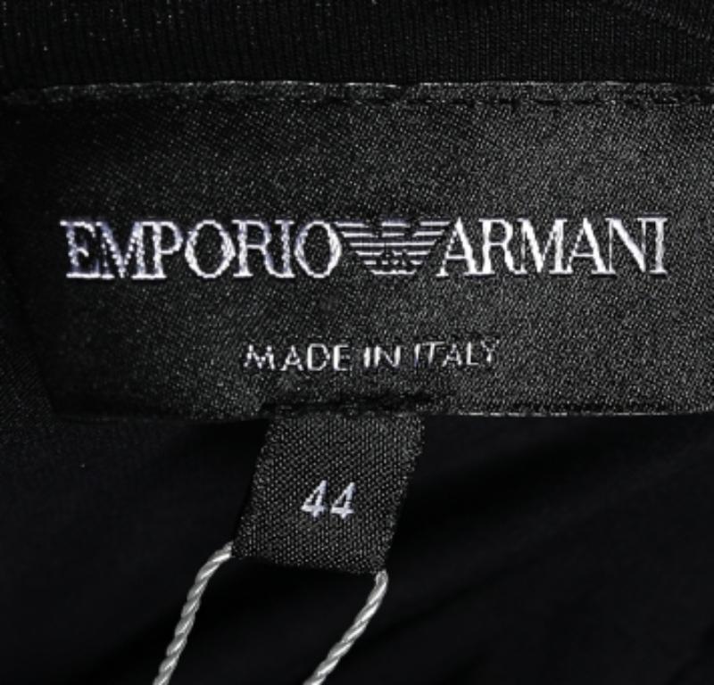 Emporio ARMANI Top negro de lentejuelas de algodón con estampado de mariposas M en venta 2