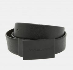 Emporio Armani Black/Choco Brown Leather Reversible Cut to Size Buckle Belt