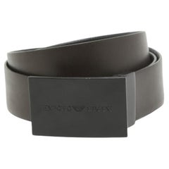 Emporio Armani Cintura con fibbia reversibile in pelle nera e marrone, tagliata su misura
