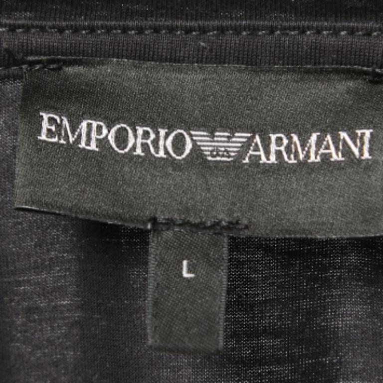 Uomo Emporio Armani Maglietta girocollo in cotone nero a mezza manica L in vendita