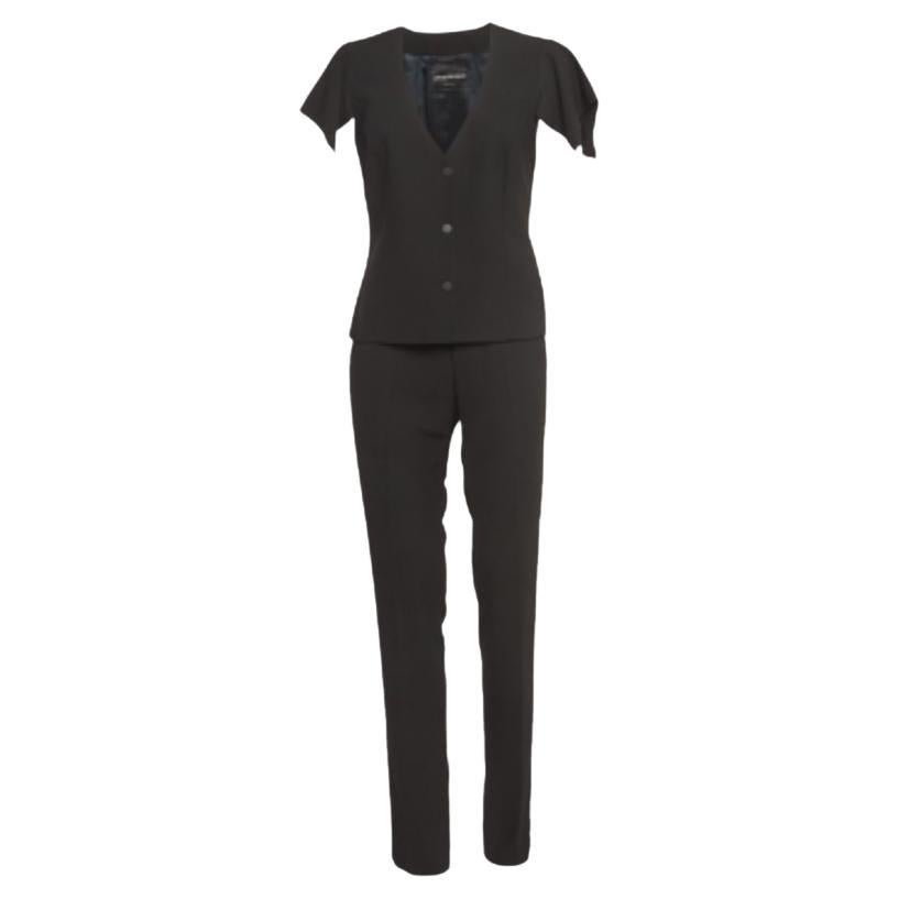 Emporio Armani - Pantalone in piqué di cotone nero A&M in vendita