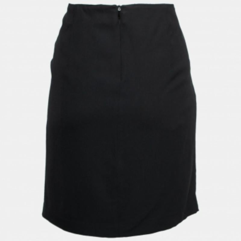 Women's Emporio Armani Black Crepe Pleat Detail Short Skirt M For Sale