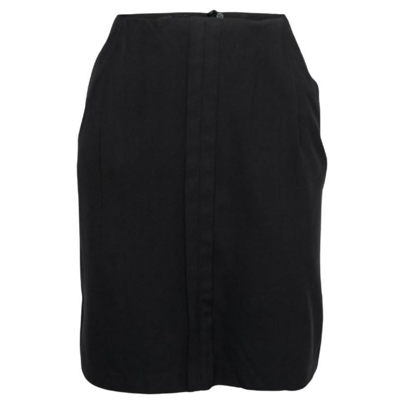 Emporio Armani Black Crepe Pleat Detail Short Skirt M For Sale