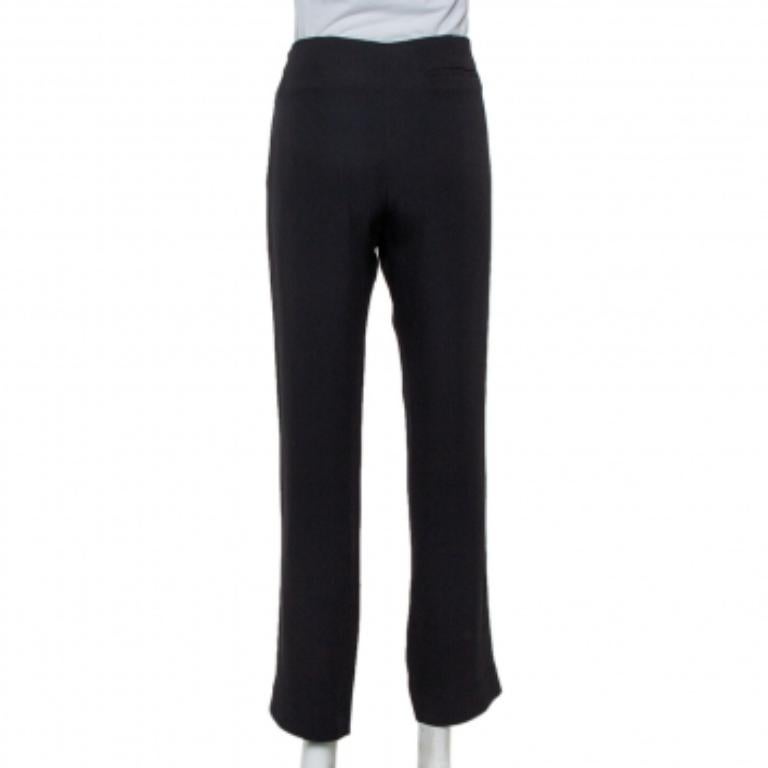 Women's Emporio Armani Black Crepe Tapered Leg Trousers S For Sale