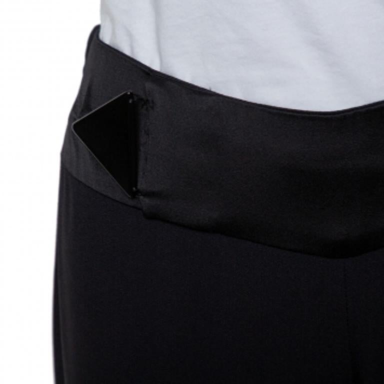 Emporio Armani Black Crepe Tapered Leg Trousers S For Sale 3