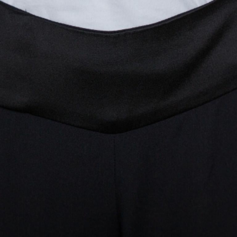 Emporio Armani Black Crepe Tapered Leg Trousers S For Sale 4