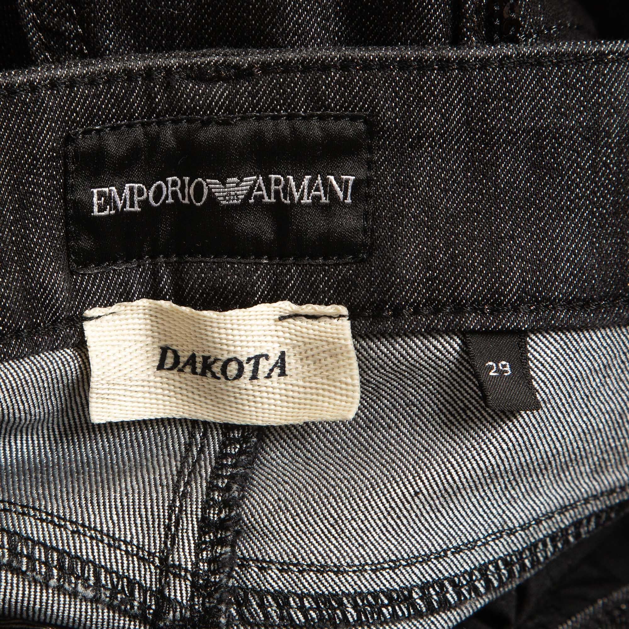 Women's Emporio Armani Black Denim Sequined Pocket Detail Dakota Jeans M Waist 29