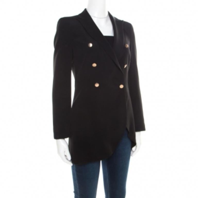 Donna Emporio Armani Blazer nero doppiopetto asimmetrico S in vendita