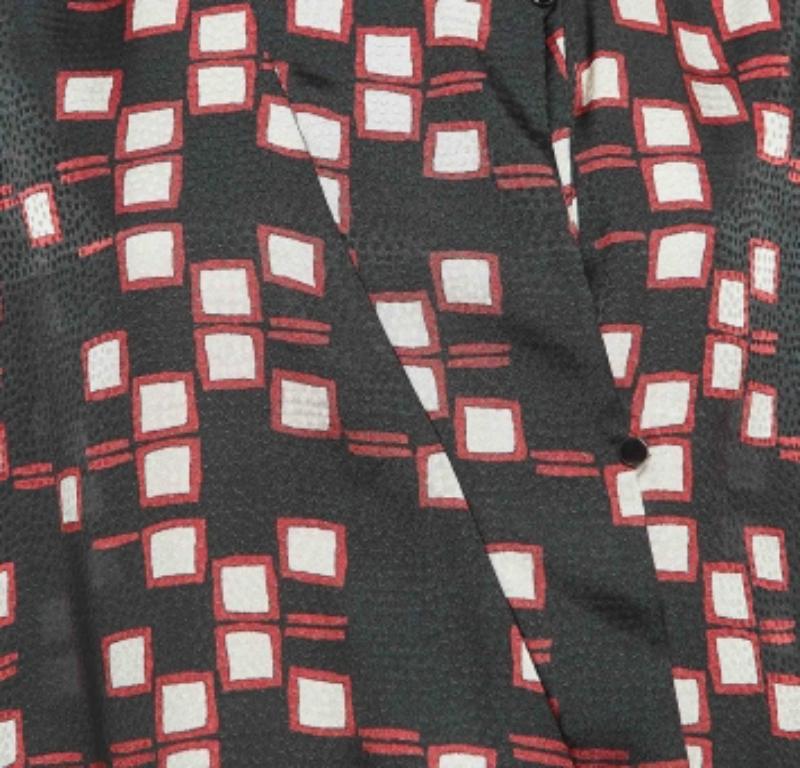 Donna Emporio Armani Camicetta a maniche lunghe sintetica con stampa geometrica nera M. in vendita