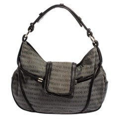 EMPORIO ARMANI Hobo en toile et cuir avec monogramme noir/gris