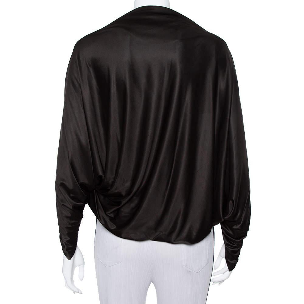 Emporio Armani Black Jersey Button Detail Oversized Top S In Good Condition In Dubai, Al Qouz 2