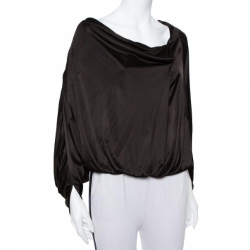 Emporio Armani Black Jersey Button Detail Oversized Top S In Good Condition For Sale In Dubai, Al Qouz 2