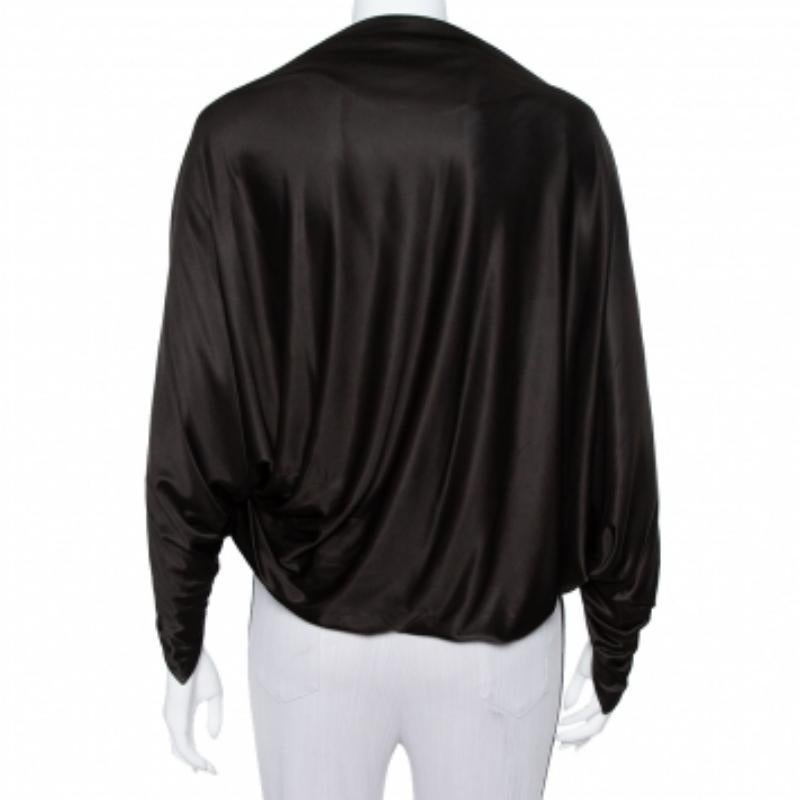 Women's Emporio Armani Black Jersey Button Detail Oversized Top S For Sale