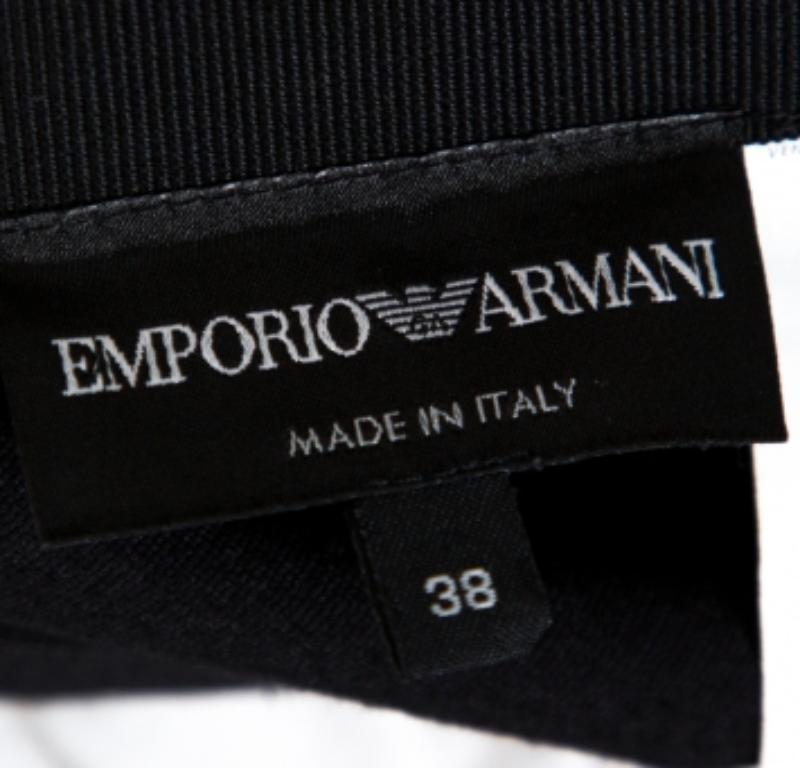 Emporio Armani Black Jersey Pleat Front Pencil Skirt S For Sale 1