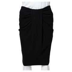 Emporio Armani Black Jersey Pleat Front Pencil Skirt S