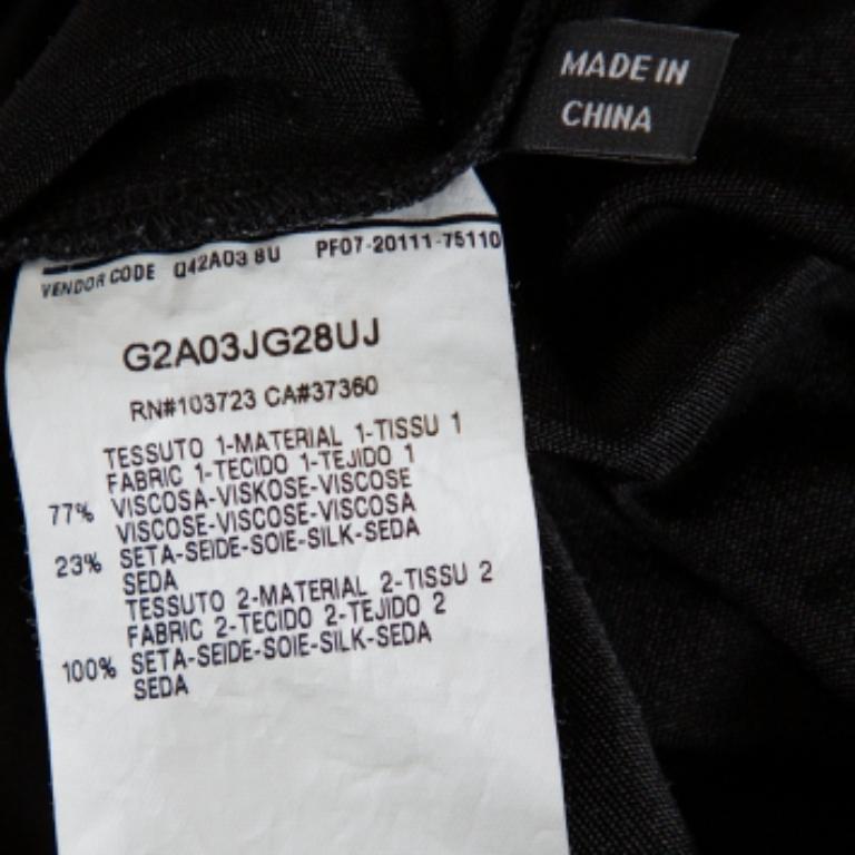 Emporio Armani Black Knit Contrast Trim Draped Detail Sleeveless Midi Dress S In Good Condition For Sale In Dubai, Al Qouz 2